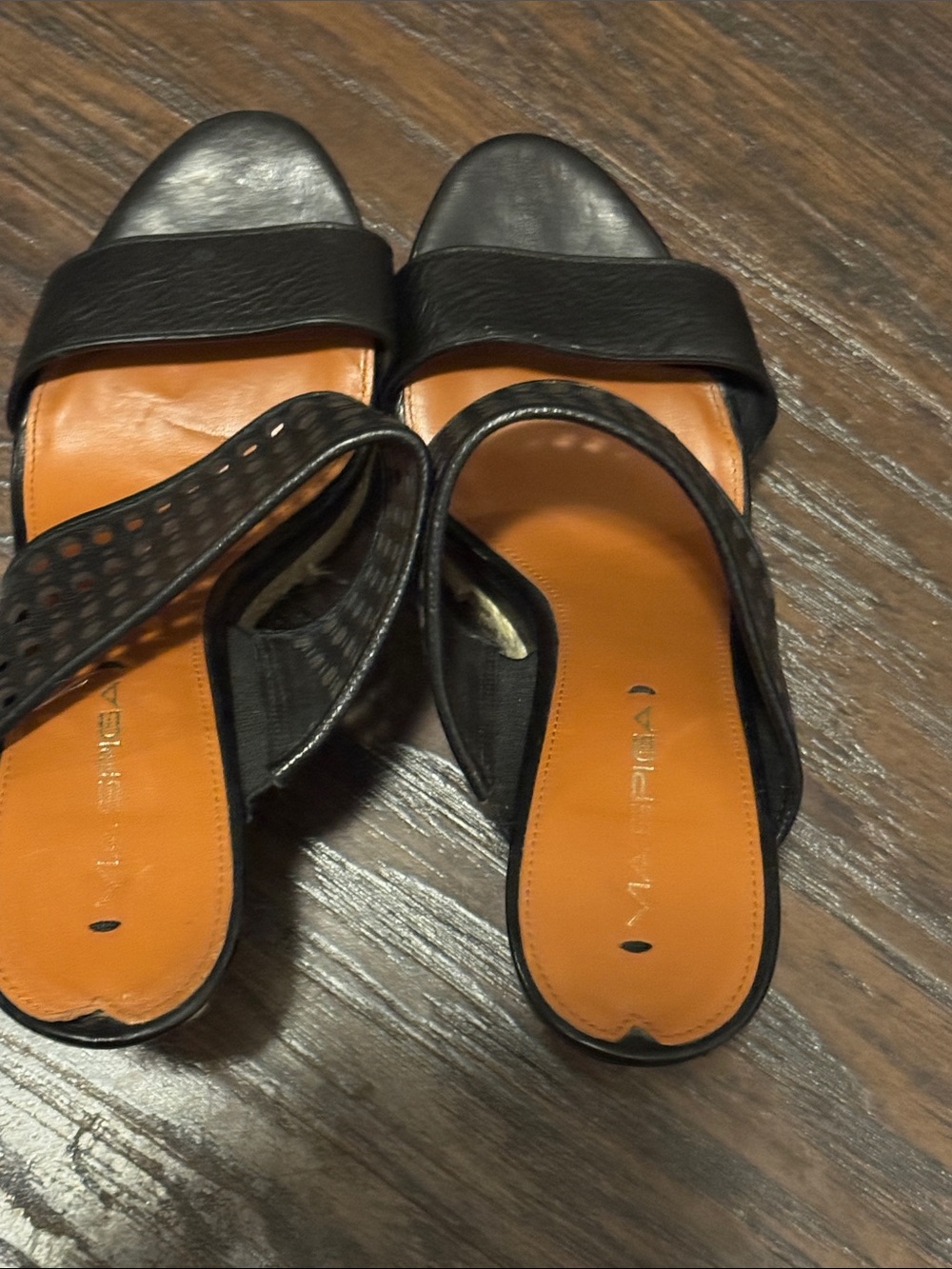 Via Spiga Black Perforated Leather Wedges - Picture 2 of 8